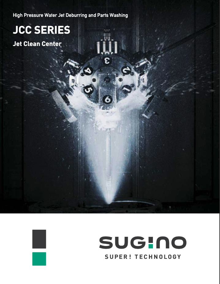 Flyer for the JCC 421 is shown Water Jet Deburring and Part Cleaning